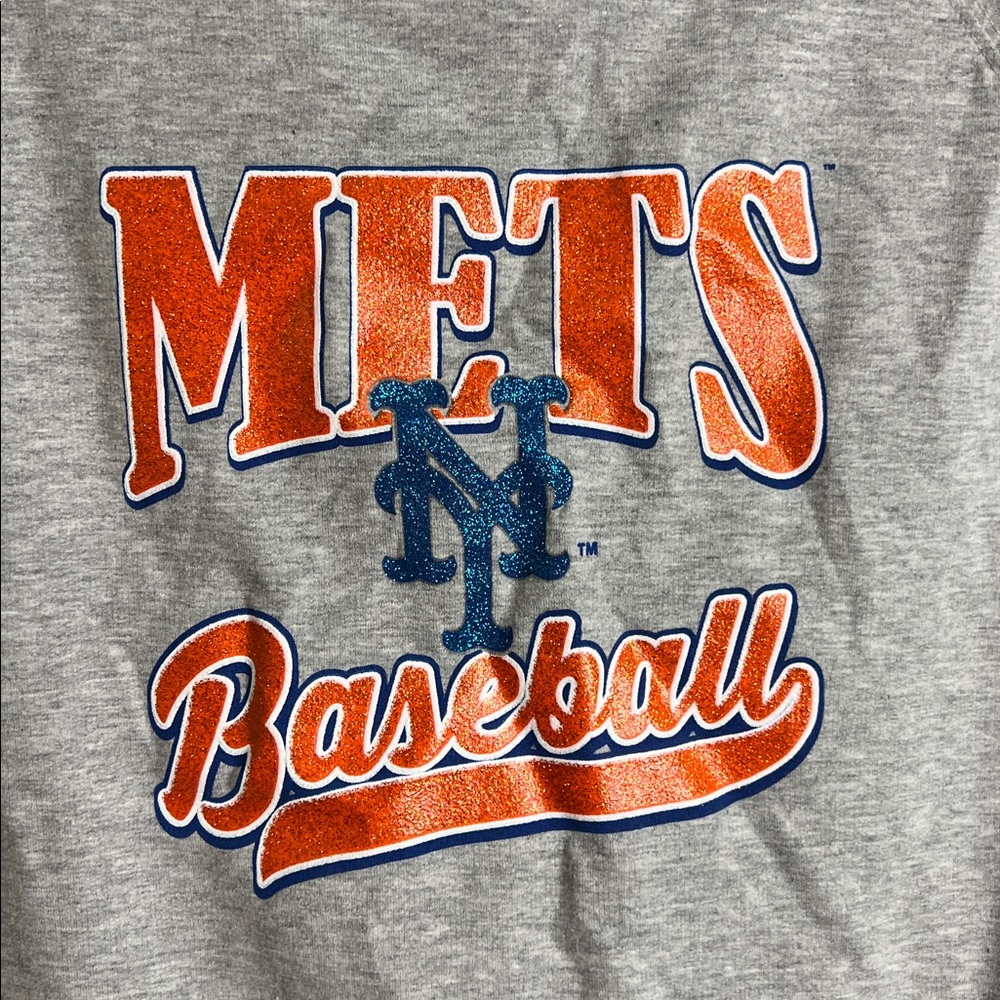 NWT Big Kid’s Gray Glitter NY Mets Baseball Hoodie- XL (16)‎ - Picture 3 of 7